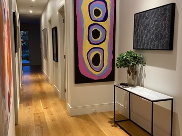 Renting out with online payment: White Walled Corridor with Paintings 