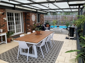 Renting out with online payment: Alfresco Seating Area Overlooking Bali Inspired Garden and Pool